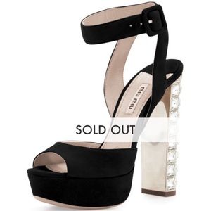 Searching 👀 Suede Crystal-Heel Ankle-Wrap Sandal